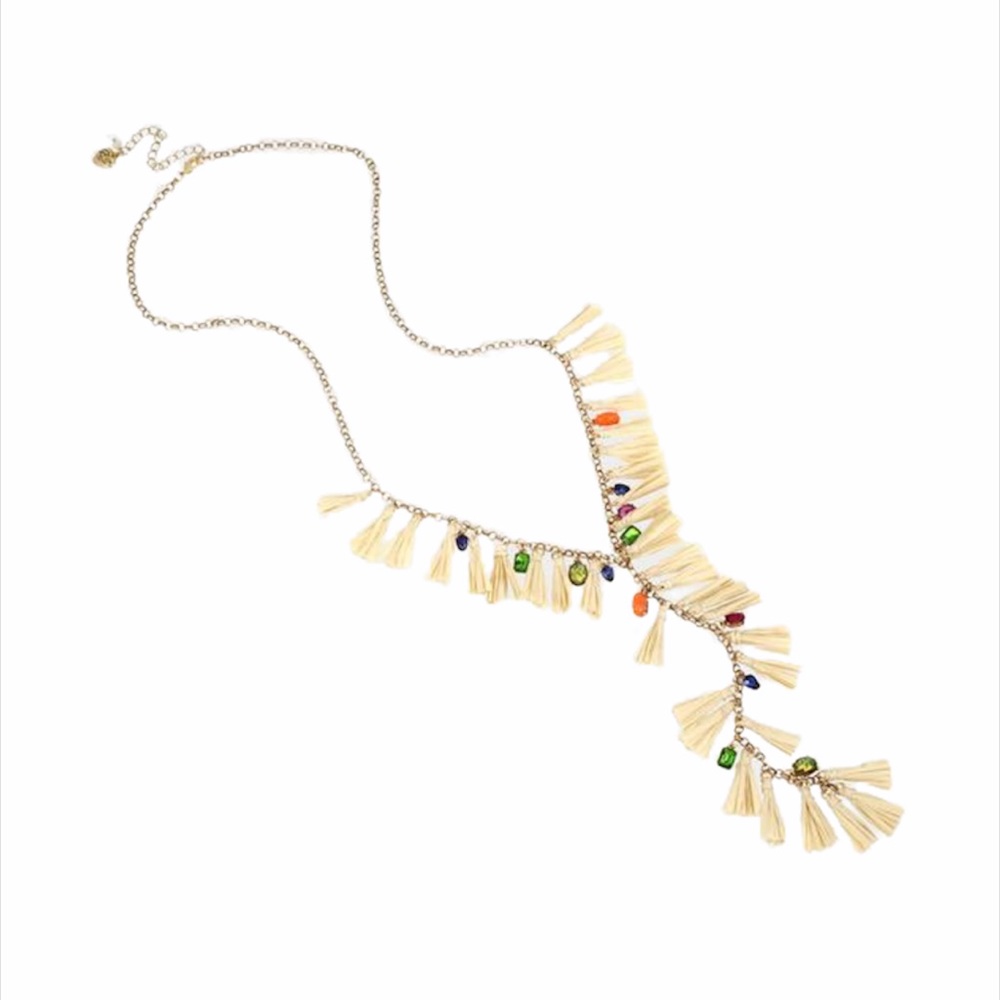 Betsey Johnson Stay Wild Raffia Y-Shaped Necklace